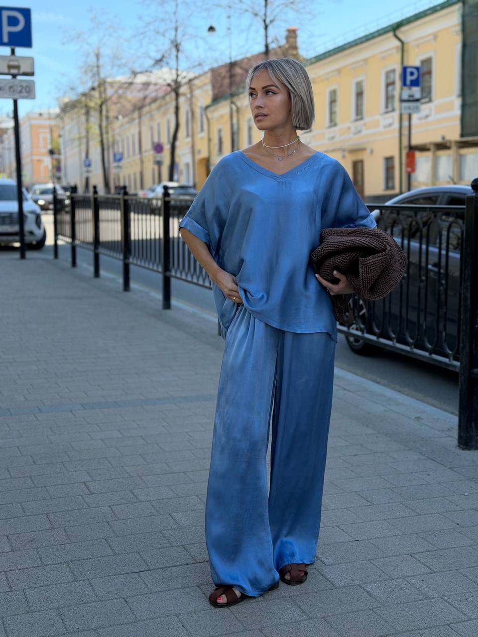 Oversized set – blouse and wide-leg pants