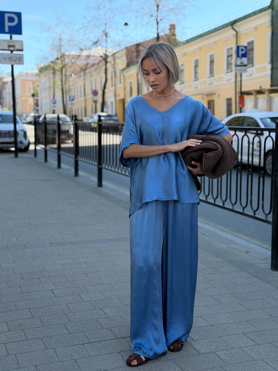 Oversized set – blouse and wide-leg pants