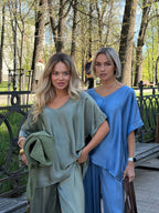 Oversized set – blouse and wide-leg pants