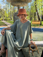 Maxi Oversized Satin-Effect Viscose Dress
